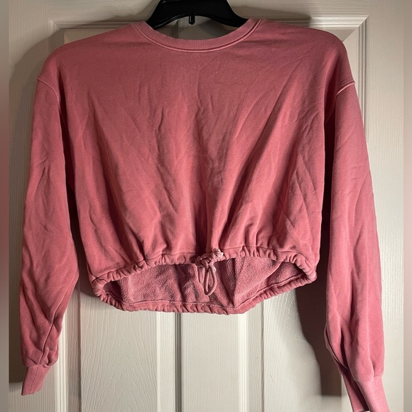 Forever 21 Tops - Forever 21 Pink Cropped Tie Front Hoodie size small women’s
